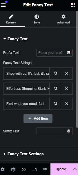 fancy text widget options